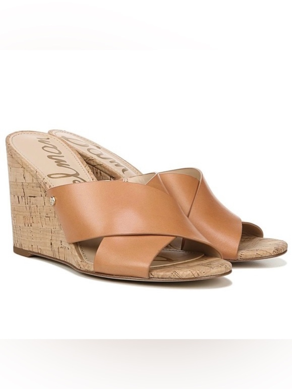 Sam Edelman Tan Leather Crisscross Wedge Sandals